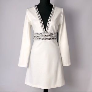 Ivory Plunging Embellished Dress Venus